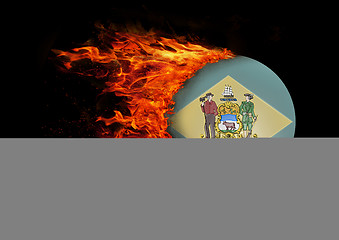 Image showing US state flag with a trail of fire - Delaware