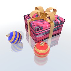 Image showing christmas gift and balls