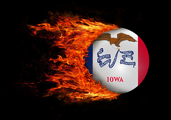 Image showing US state flag with a trail of fire - Iowa