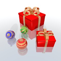 Image showing Christmas gifts and balls
