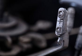 Image showing Q hammer - old manual typewriter - cold blue filter