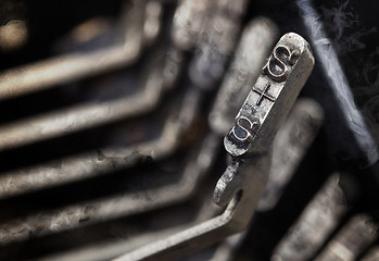 Image showing S hammer - old manual typewriter - mystery smoke