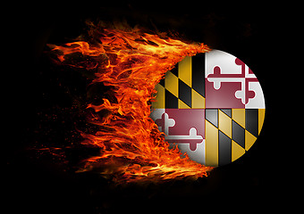 Image showing US state flag with a trail of fire - Maryland