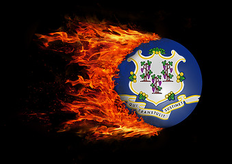 Image showing US state flag with a trail of fire - Connecticut