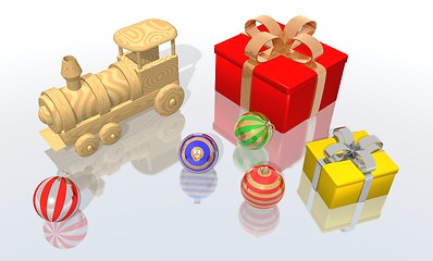 Image showing Christmas gifts and balls