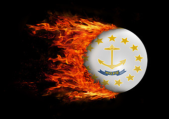 Image showing US state flag with a trail of fire - Rhode Island