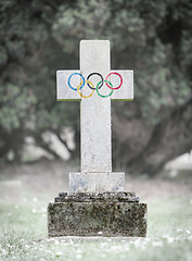 Image showing Gravestone in the cemetery - Olympic rings