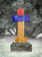 Image showing Gravestone in the cemetery - Armenia