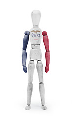 Image showing Wood figure mannequin with US state flag bodypaint - Iowa