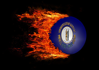 Image showing US state flag with a trail of fire - Kentucky