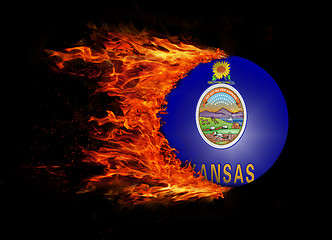 Image showing US state flag with a trail of fire - Kansas