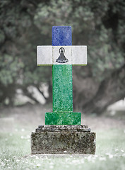 Image showing Gravestone in the cemetery - Lesotho