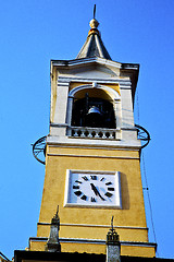 Image showing in cislago old abstract    italy   the   wall  and church tower 