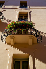 Image showing  wall and flower terrace       city lugano Switzerland Swiss