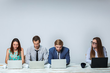 Image showing Business team working on their business project together at office