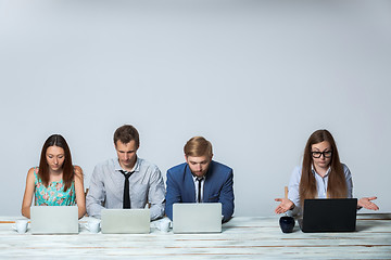 Image showing Business team working on their business project together at office