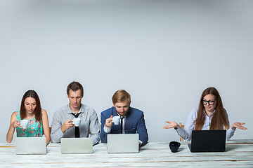 Image showing Business team working on their business project together at office