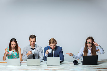 Image showing Business team working on their business project together at office