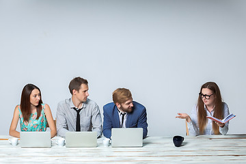 Image showing Business team working on their business project together at office