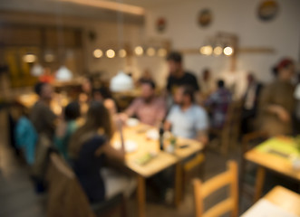 Image showing Blurred image of friends at the restaurant