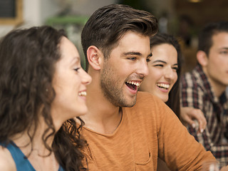 Image showing Friends having fun at the restaurant