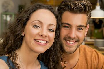 Image showing Happy couple at the restaurant