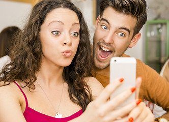 Image showing Happy couple making a selfie