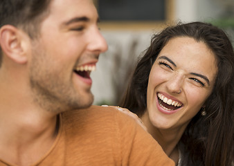 Image showing Happy couple at the restaurant