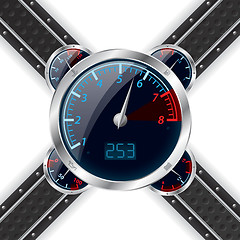 Image showing Analog rev counter with digital speedometer