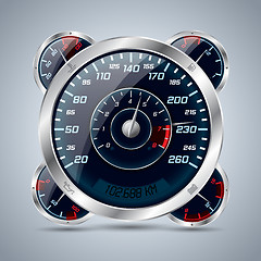 Image showing Speedometer with rev counter and other instruments