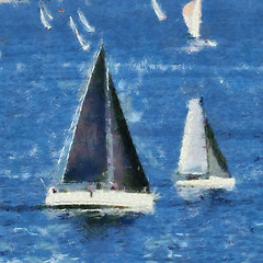 Image showing Sails set.