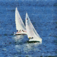 Image showing Wind fills the sails.