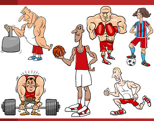 Image showing sportsmen and sports cartoon set