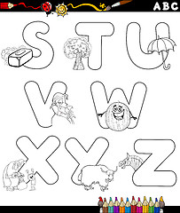 Image showing cartoon alphabet for coloring book