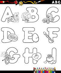 Image showing cartoon alphabet for coloring book