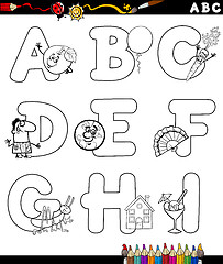 Image showing cartoon alphabet for coloring book