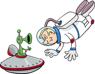 Image showing spaceman with alien cartoon