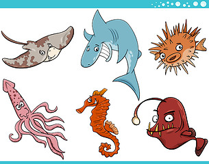 Image showing sea life animals cartoon set