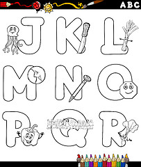 Image showing cartoon alphabet for coloring book