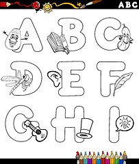 Image showing cartoon alphabet coloring page