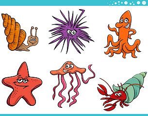 Image showing sea life animals set cartoon illustration