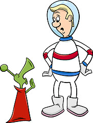 Image showing astronaut with alien cartoon