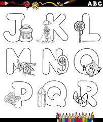 Image showing cartoon alphabet for coloring book