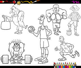 Image showing sportsmen cartoon coloring page