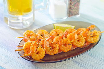 Image showing shrimps and beer