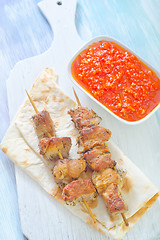 Image showing kebab on lavash