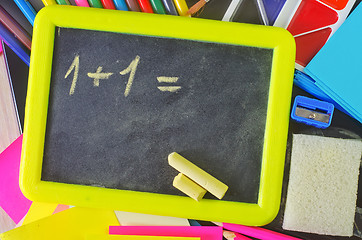 Image showing blackboard and school supplies