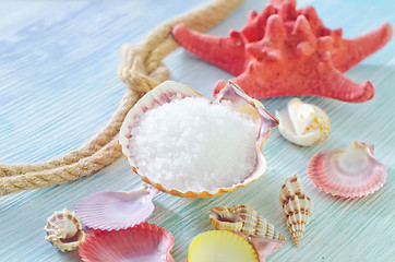 Image showing sea salt and shells