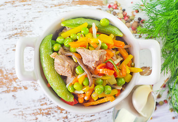 Image showing baked vegetables with meat