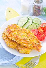 Image showing fried chicken with vegetables